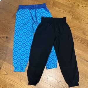 Aerie Blue Patterned and Black Joggers